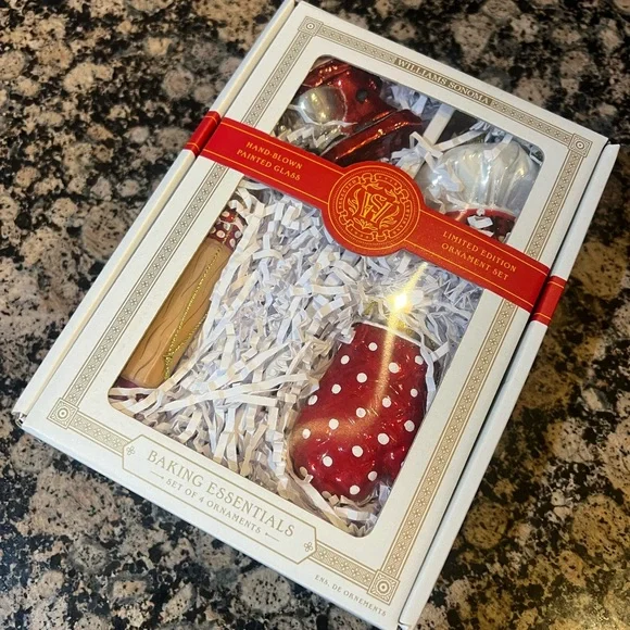 Williams Sonoma NWT Baking Essentials Christmas Glass Ornaments, Set of 4 - Picture 2 of 2